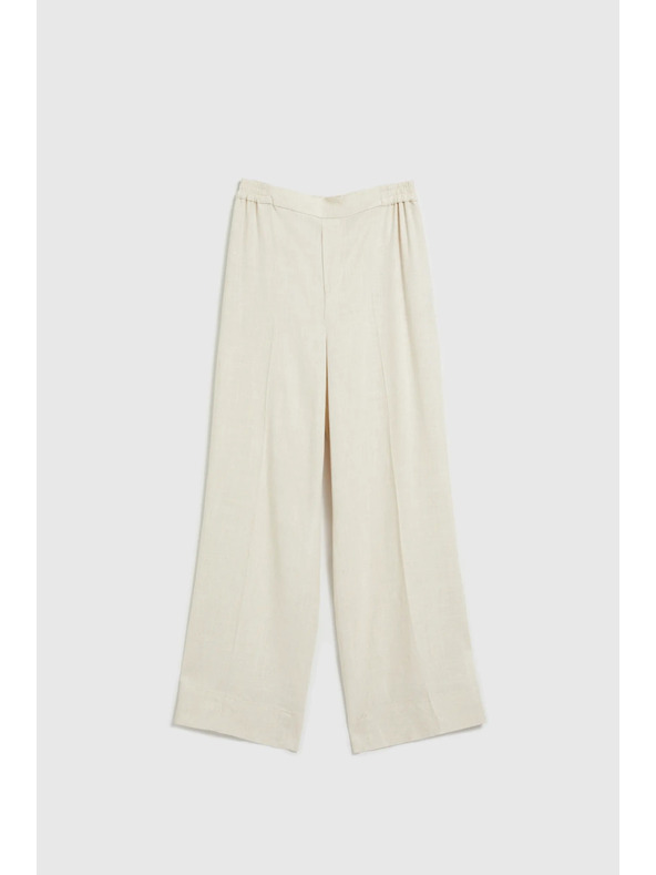 Moodo Ľanové nohavice so širokým strihom béžové Moodo