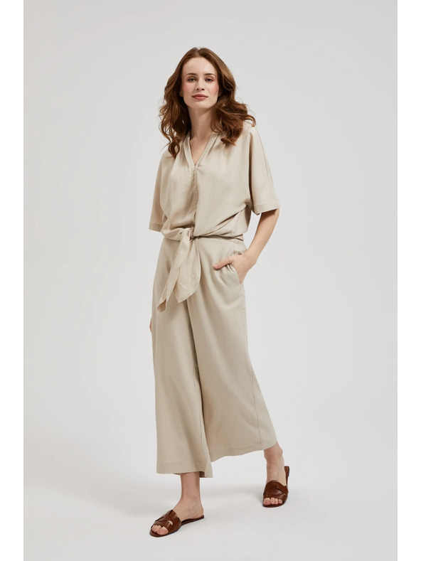 Moodo Ľanové nohavicové sukne béžové Moodo