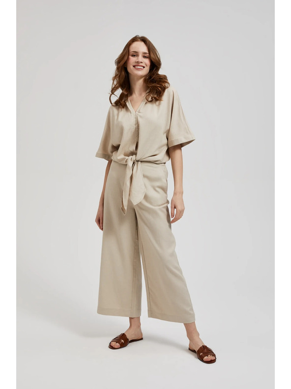 Moodo Ľanové nohavicové sukne béžové Moodo