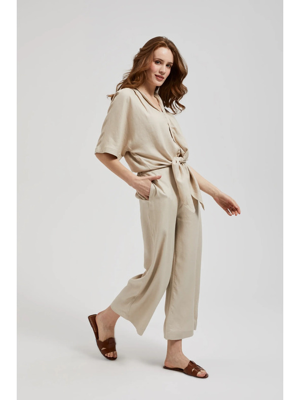 Moodo Ľanové nohavicové sukne béžové Moodo