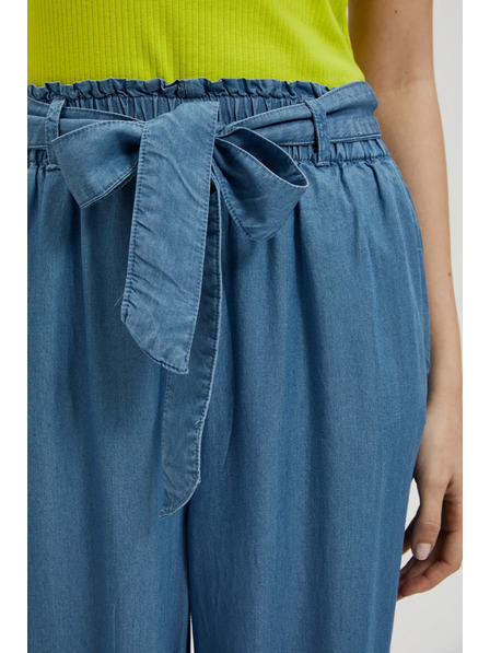 Moodo Modré lyocellové nohavice so širokým strihom Moodo