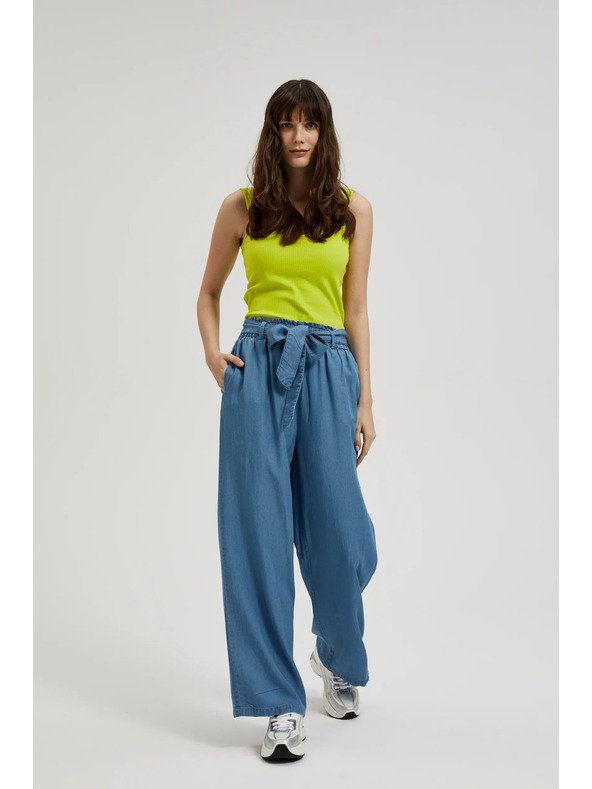 Moodo Modré lyocellové nohavice so širokým strihom Moodo