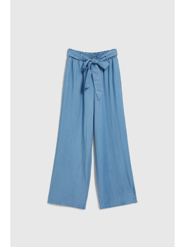 Moodo Modré lyocellové nohavice so širokým strihom Moodo