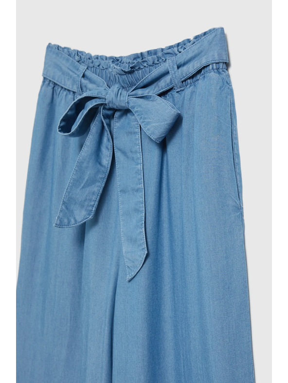 Moodo Modré lyocellové nohavice so širokým strihom Moodo