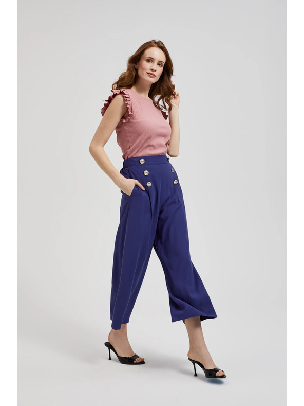 Moodo Fialové nohavice so zdobenými gombíkmi Moodo
