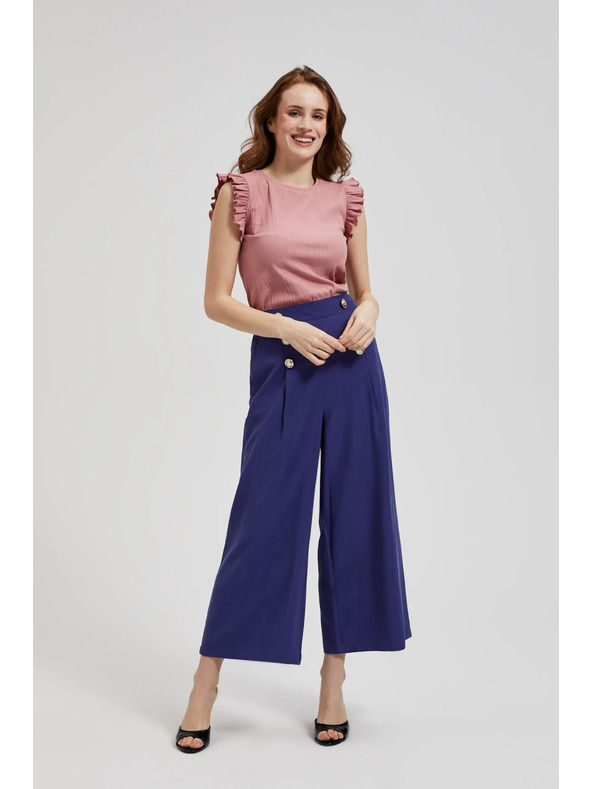 Moodo Fialové nohavice so zdobenými gombíkmi Moodo