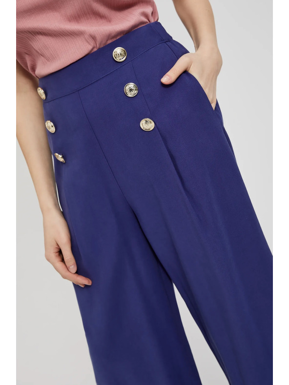 Moodo Fialové nohavice so zdobenými gombíkmi Moodo