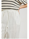 Moodo Ľanové nohavice pruhované biele Moodo