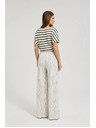 Moodo Ľanové nohavice pruhované biele Moodo