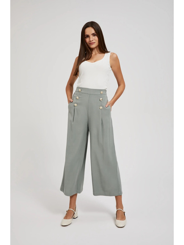Moodo Olivové nohavicové sukne s gombíkmi Moodo