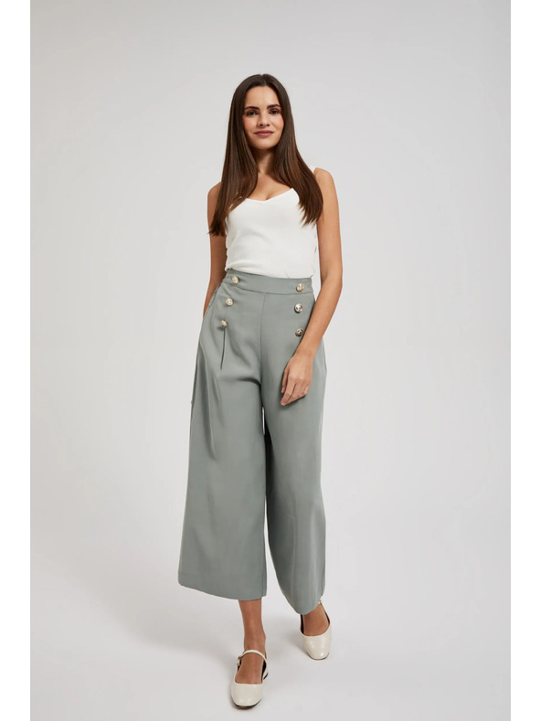 Moodo Olivové nohavicové sukne s gombíkmi Moodo