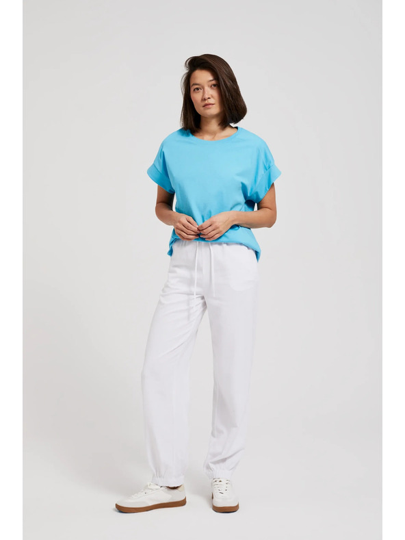 Moodo Hladké viskózové nohavice biele Moodo