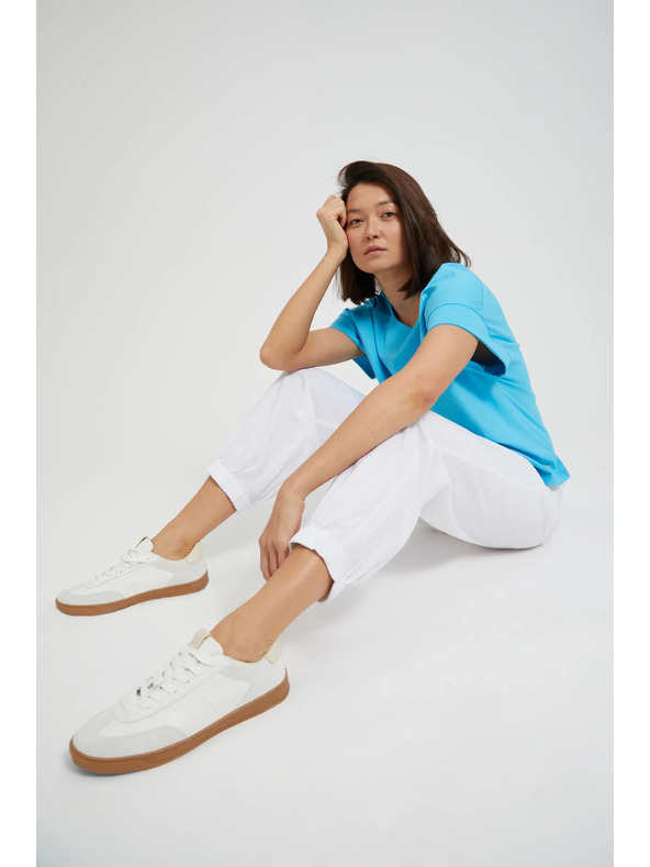 Moodo Hladké viskózové nohavice biele Moodo