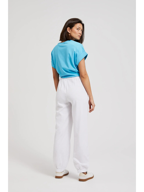 Moodo Hladké viskózové nohavice biele Moodo