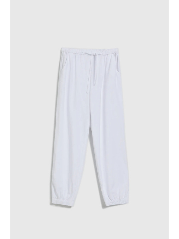 Moodo Hladké viskózové nohavice biele Moodo