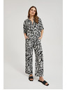 Moodo Viskózové nohavice s rovným strihom čierno-biele Moodo
