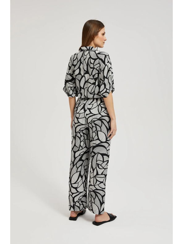 Moodo Viskózové nohavice s rovným strihom čierno-biele Moodo