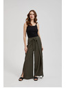 Moodo Olivové nohavice so širokým strihom a gumou v páse Moodo