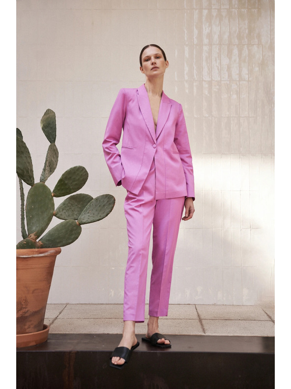 Moodo Spoločenské ružové nohavice so záhybmi Moodo