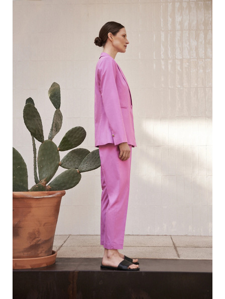 Moodo Spoločenské ružové nohavice so záhybmi Moodo