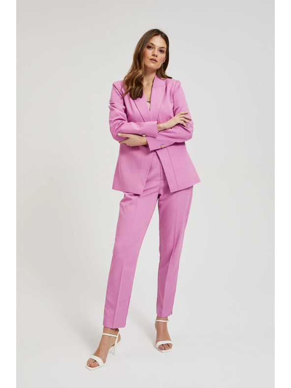 Moodo Spoločenské ružové nohavice so záhybmi Moodo