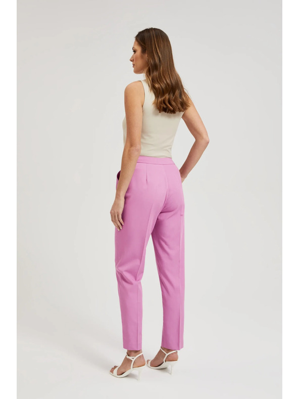 Moodo Spoločenské ružové nohavice so záhybmi Moodo