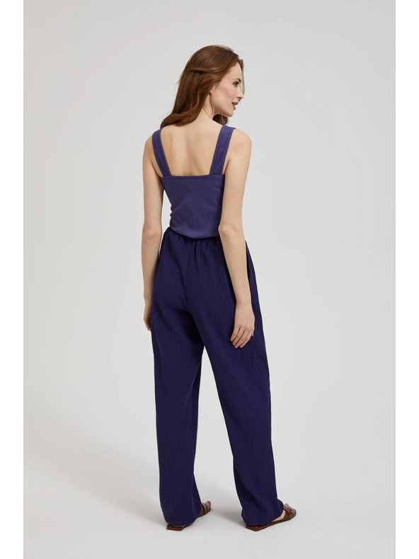 Moodo Fialové nohavice so širokým strihom a páskom Moodo