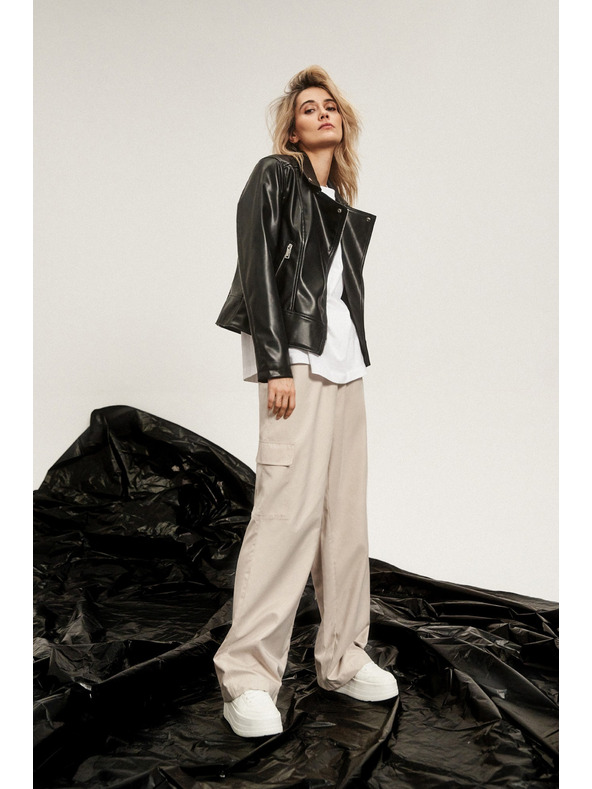 Moodo Béžové cargo nohavice s rovným strihom Moodo