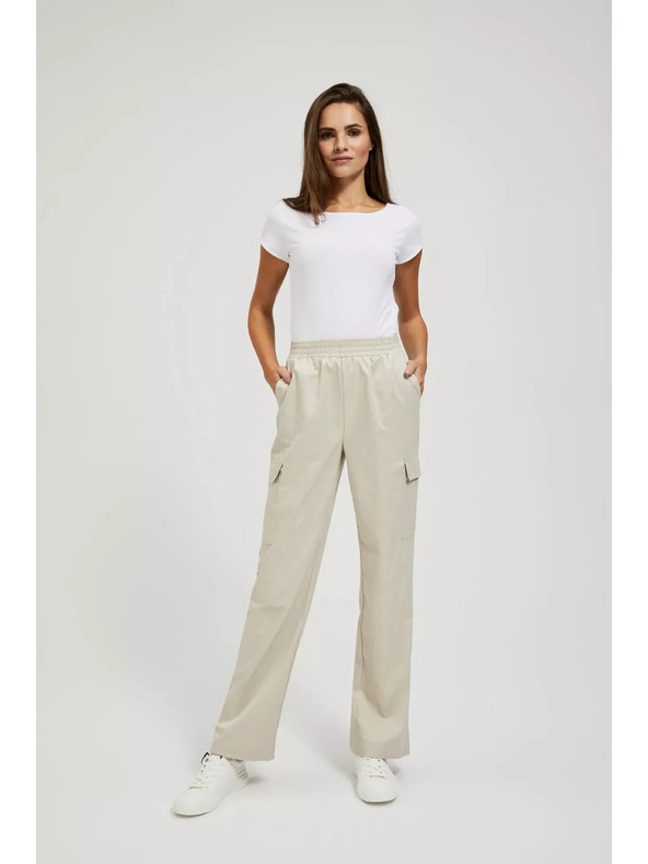 Moodo Béžové cargo nohavice s rovným strihom Moodo