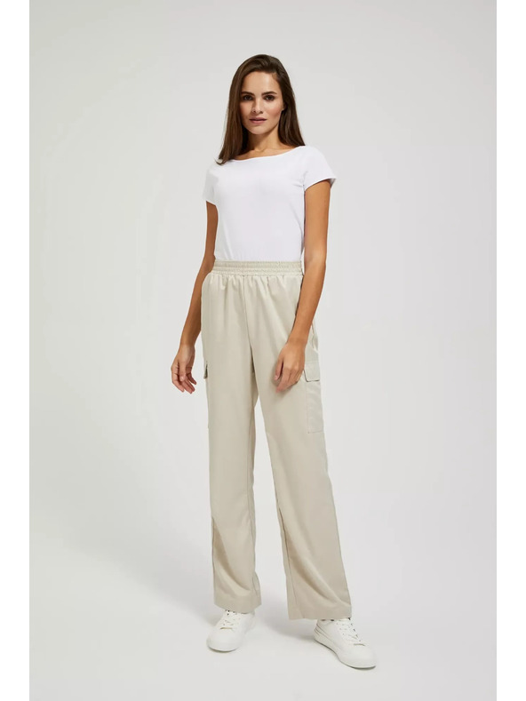 Moodo Béžové cargo nohavice s rovným strihom Moodo