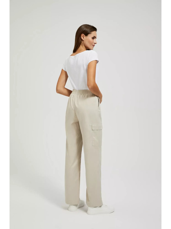 Moodo Béžové cargo nohavice s rovným strihom Moodo