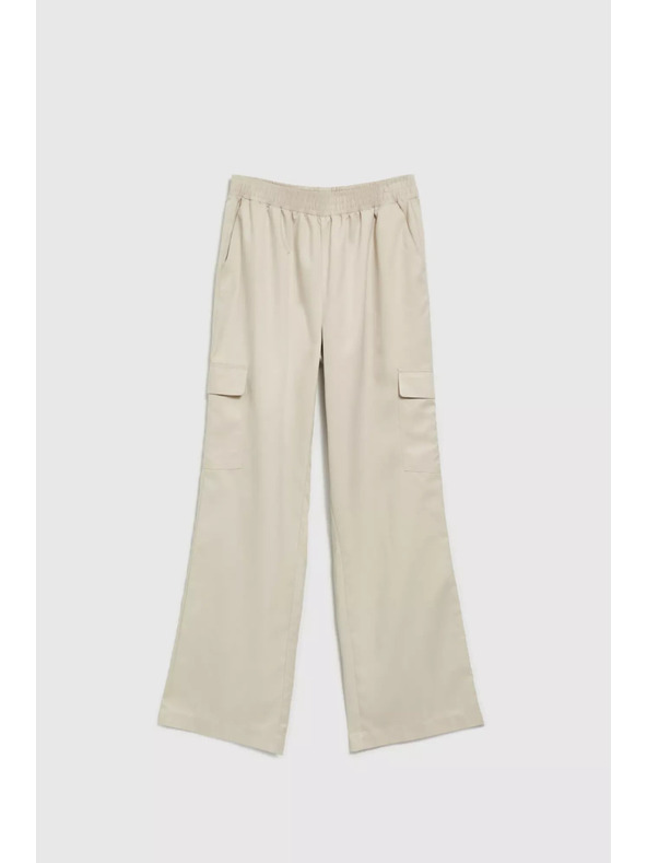 Moodo Béžové cargo nohavice s rovným strihom Moodo