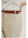 Moodo Béžové nohavice so zdobeným páskom Moodo