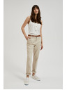 Moodo Béžové nohavice so zdobeným páskom Moodo