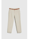 Moodo Béžové nohavice so zdobeným páskom Moodo