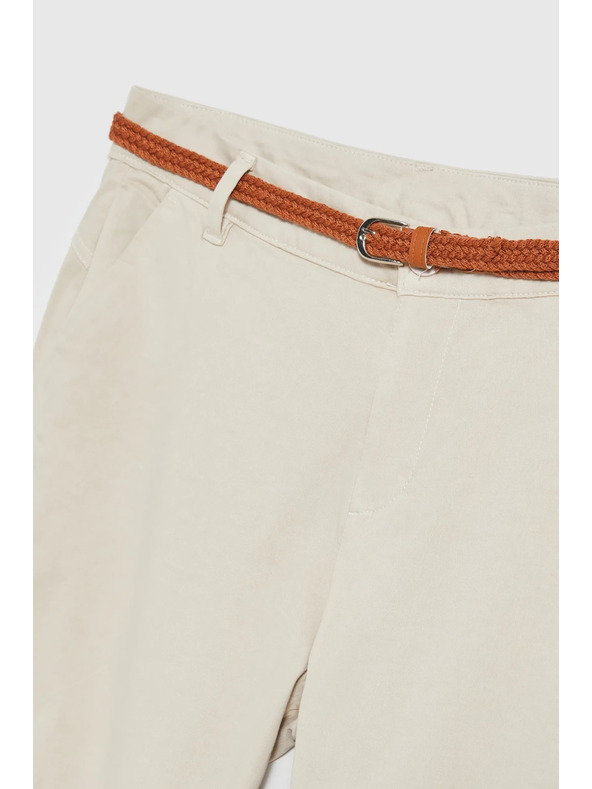 Moodo Béžové nohavice so zdobeným páskom Moodo