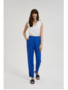 Moodo Ľanové nohavice so spodným lemom modré Moodo