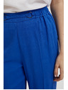 Moodo Ľanové nohavice so spodným lemom modré Moodo