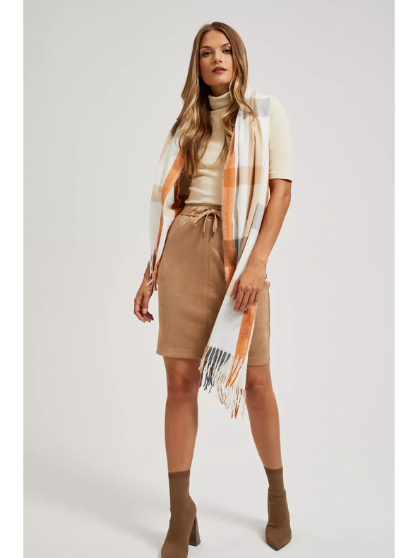 Moodo Šál v kostke so strapcami oranžový Moodo