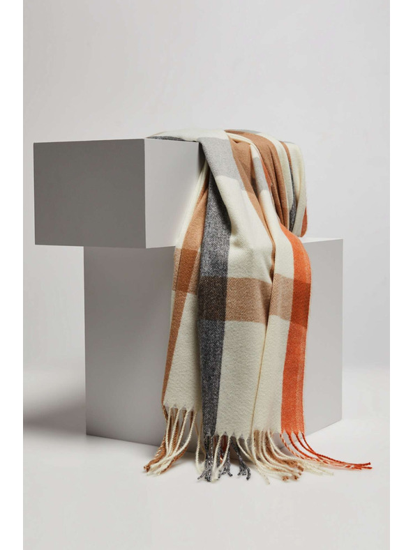 Moodo Šál v kostke so strapcami oranžový Moodo