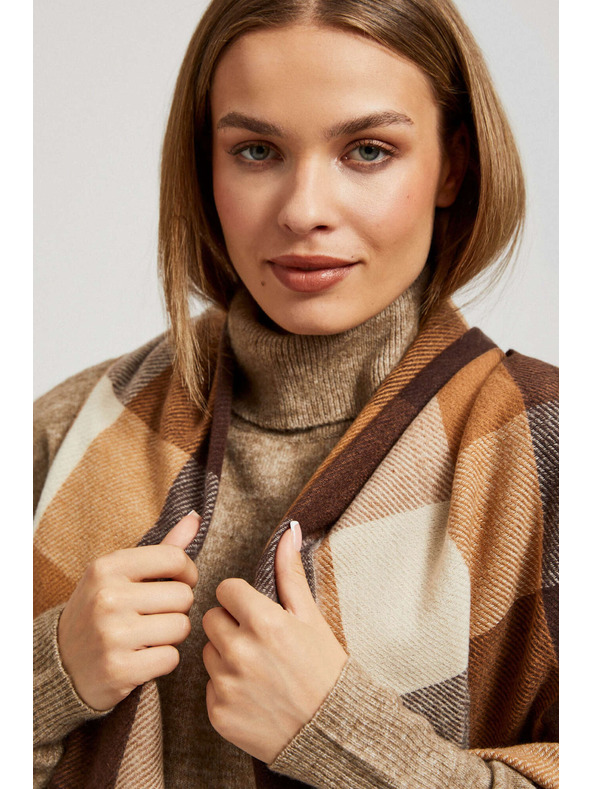 Moodo Elegantný šatka kockovaný hnedý Moodo