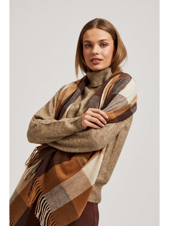 Moodo Elegantný šatka kockovaný hnedý Moodo