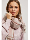 Moodo Šál v kostke so strapcami pudrovo ružový Moodo