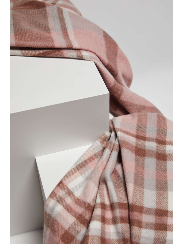 Moodo Šál v kostke so strapcami pudrovo ružový Moodo