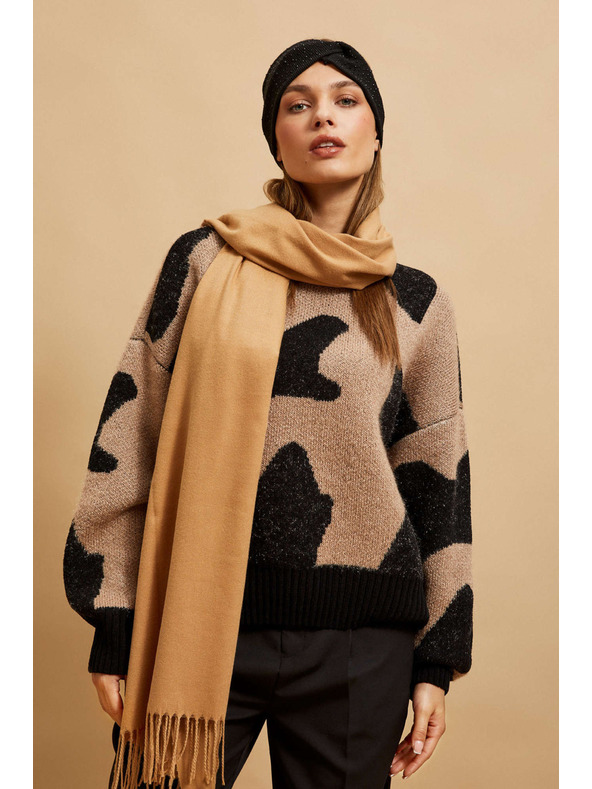 Moodo Hladký tmavo béžový šál Moodo