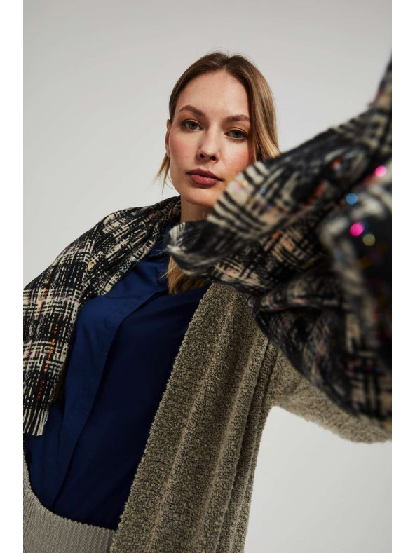 Moodo Šál v kostke s metalickou nitkou čierny Moodo