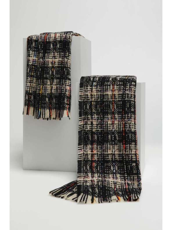 Moodo Šál v kostke s metalickou nitkou čierny Moodo