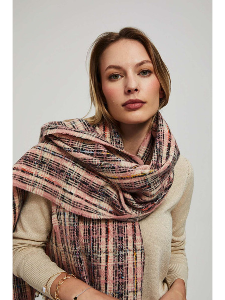 Moodo Ružový šál v kostke s metalickou niťou Moodo