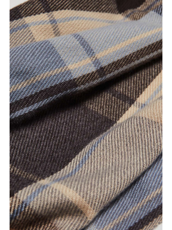 Moodo Šál v kostke so strapcami hnedý Moodo