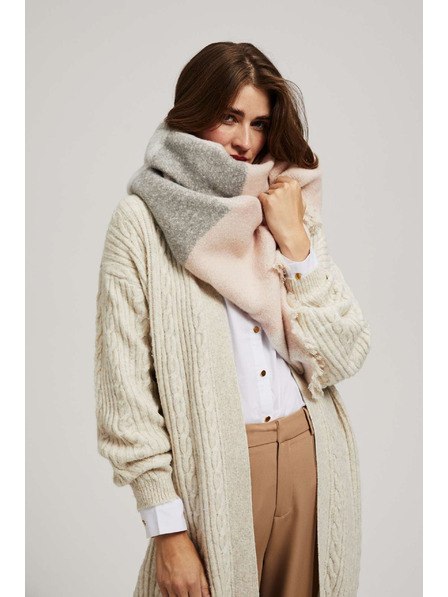 Moodo Pudrovo ružový šál v kostke so strapcami Moodo